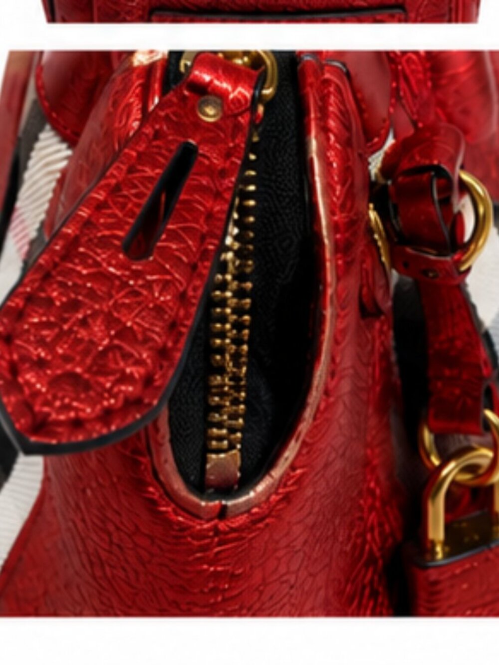 BURBERRY PRORSUM Metallic Red House Check Bowler Satchel - RARE LIMITED EDITION - Picture 8 of 8